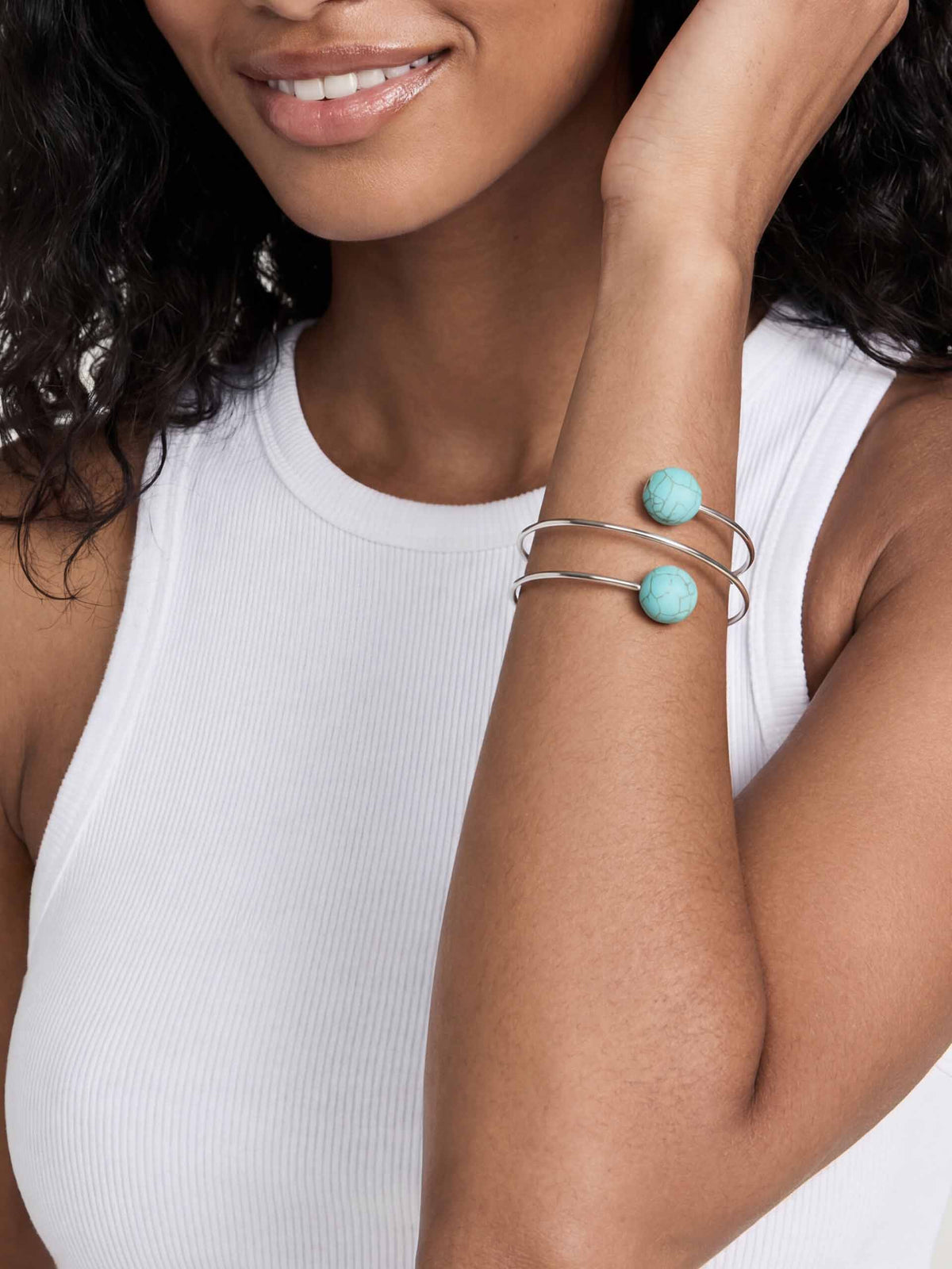 Summer Escape Turquoise Cuff - Turquoise with Silver Plating | Ettika