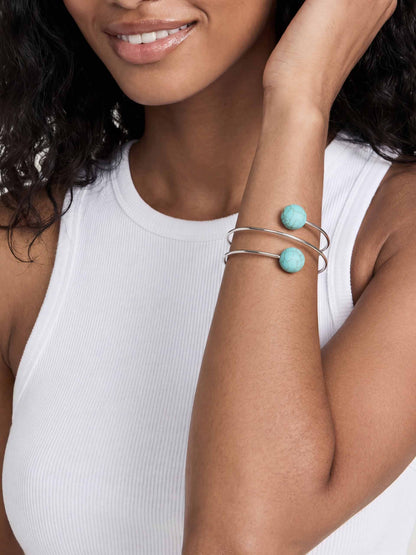 Summer Escape Turquoise Cuff - Turquoise with Silver Plating | Ettika