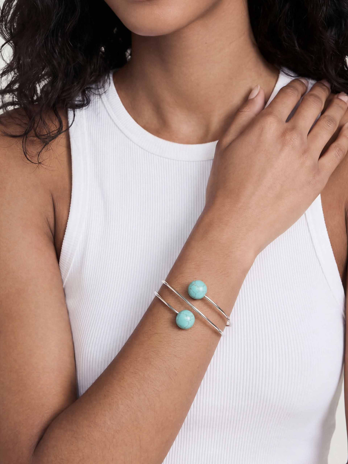 Summer Escape Turquoise Cuff - Turquoise with Silver Plating | Ettika