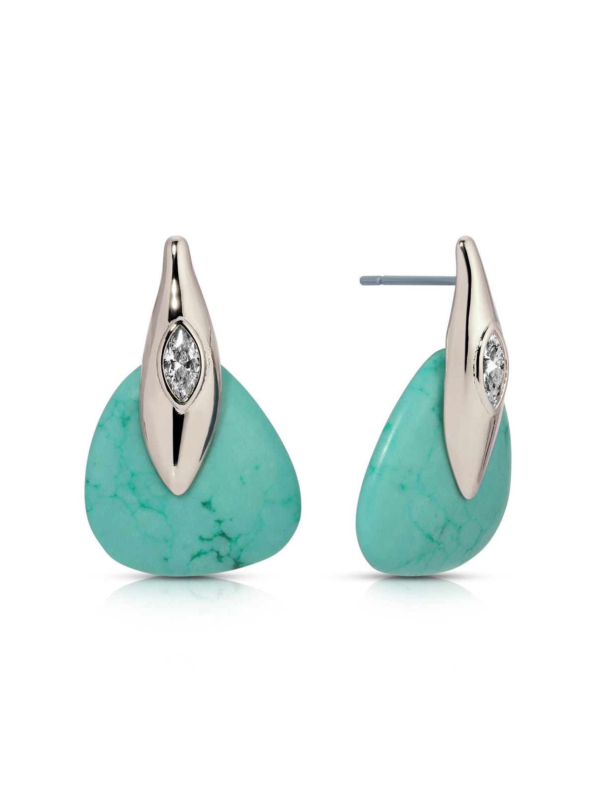 Turquoise Solstice Earrings - Turquoise with Silver Plating | Ettika