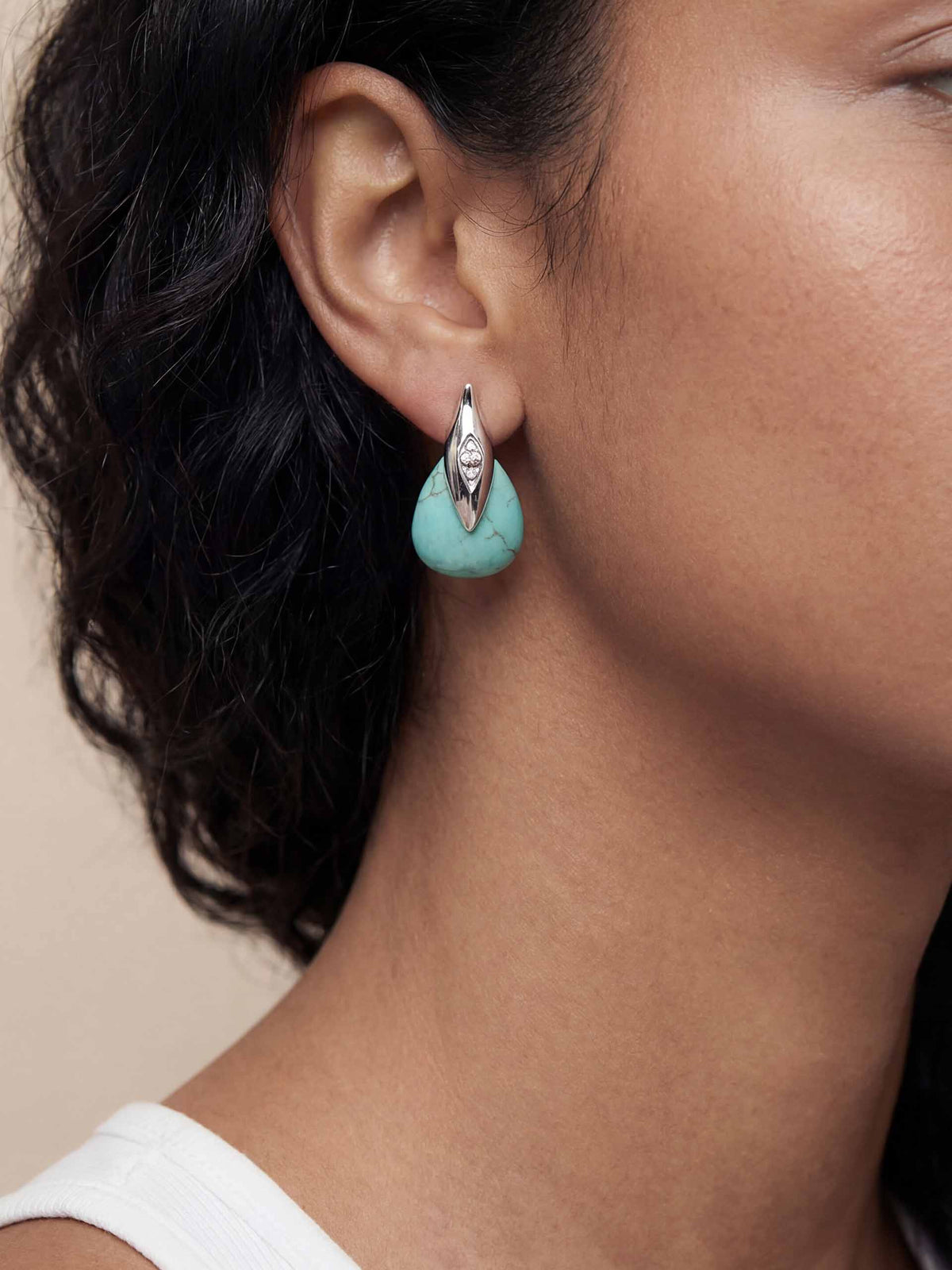 Turquoise Solstice Earrings - Turquoise with Silver Plating | Ettika