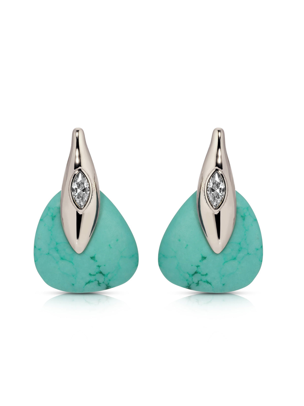 Turquoise Solstice Earrings - Turquoise with Silver Plating | Ettika