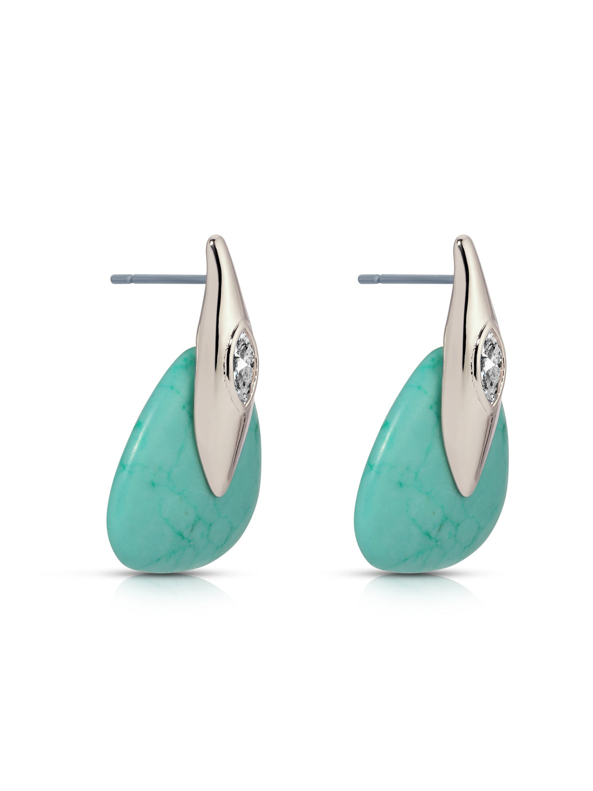 Turquoise Solstice Earrings - Turquoise with Silver Plating | Ettika