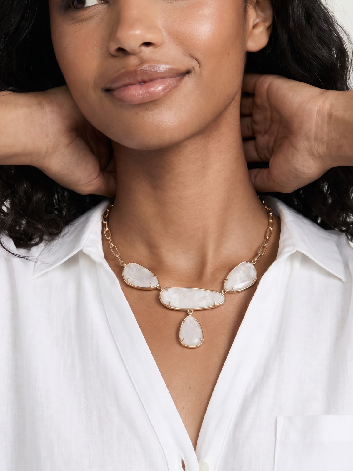 Athens Pendant Necklace - Bone Stone with 18k Gold Plating | Ettika