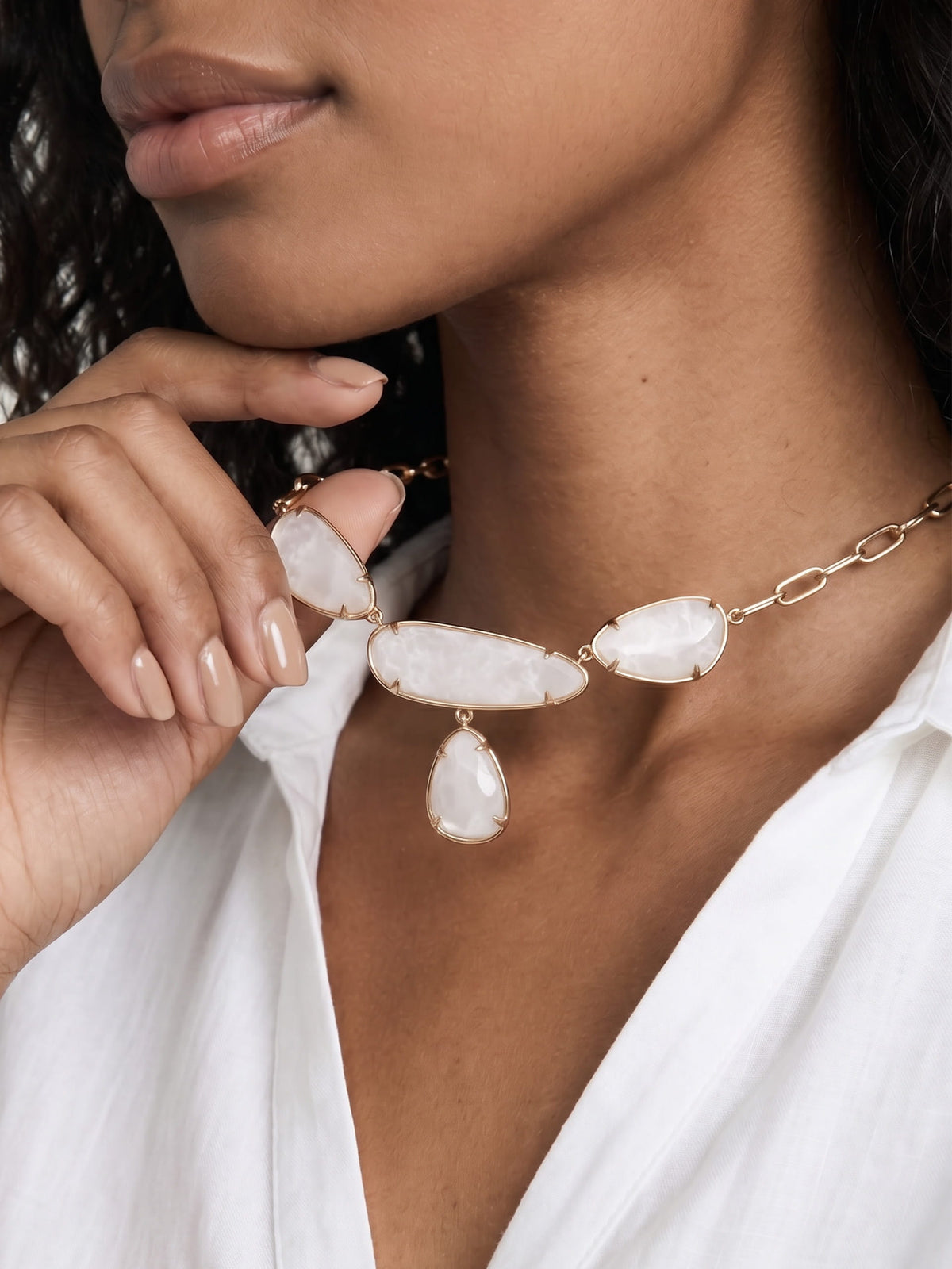 Athens Pendant Necklace - Bone Stone with 18k Gold Plating | Ettika
