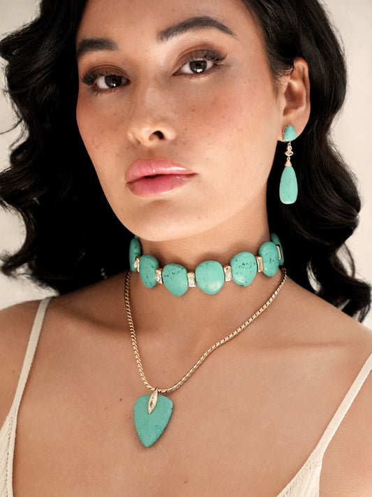 Turquoise Chunky Layered Set | Ettika
