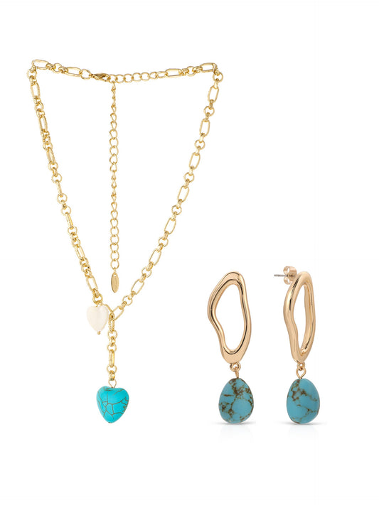 Turquoise Heart Lariat Set | Ettika