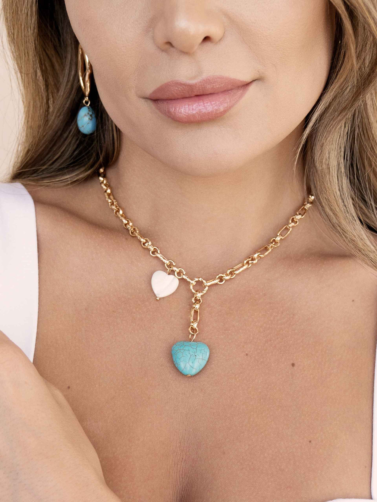 Turquoise Heart Lariat Set | Ettika
