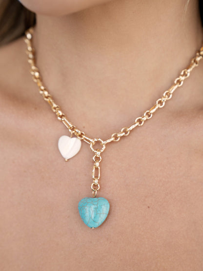 Turquoise Heart Lariat Set | Ettika