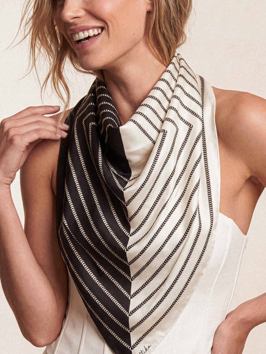Modern Geometric Stripe Scarf - Black | Ettika