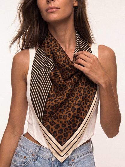 Leopard Stripe Scarf - Brown | Ettika
