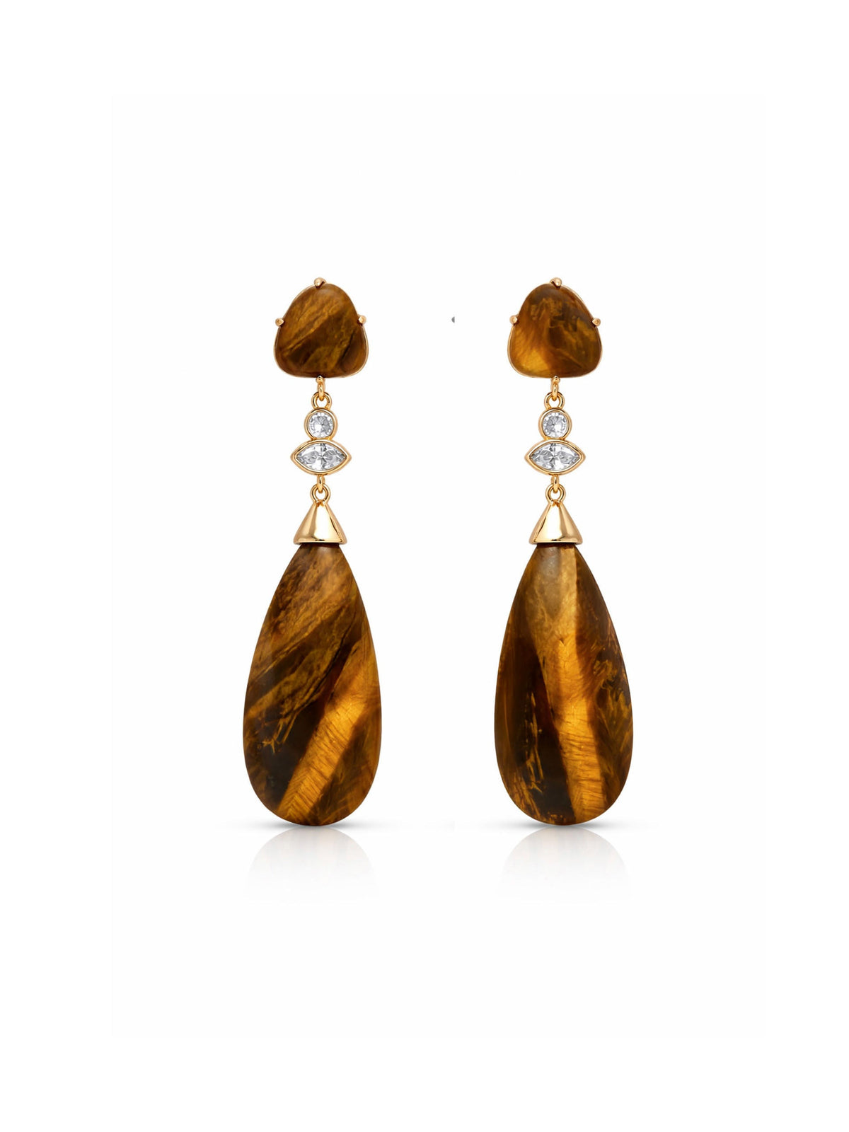 Tiger's Eye Solstice Drop Earrings - Tigers Eye with 18k Gold Plating | Ettika