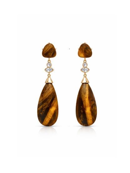 Tiger's Eye Solstice Drop Earrings - Tigers Eye with 18k Gold Plating | Ettika