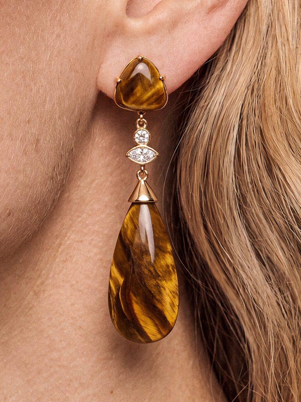 Tiger's Eye Solstice Drop Earrings - Tigers Eye with 18k Gold Plating | Ettika