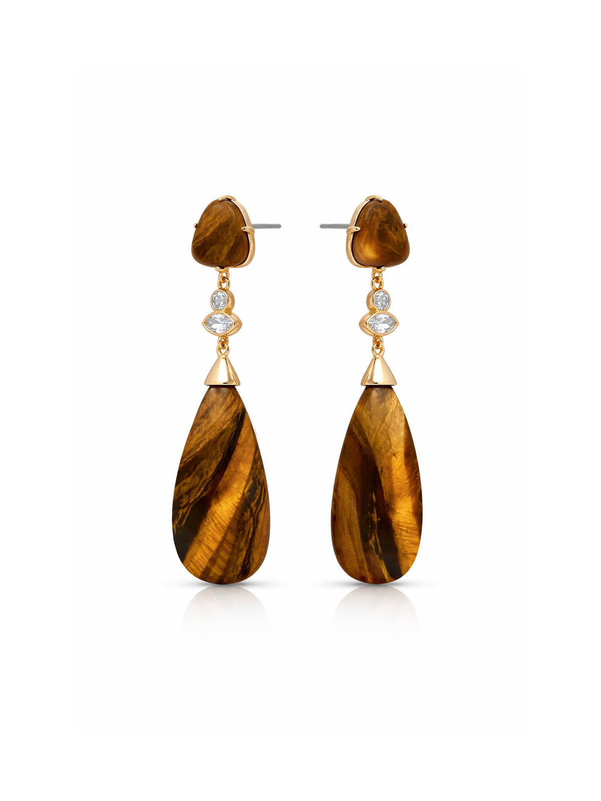 Tiger's Eye Solstice Drop Earrings - Tigers Eye with 18k Gold Plating | Ettika