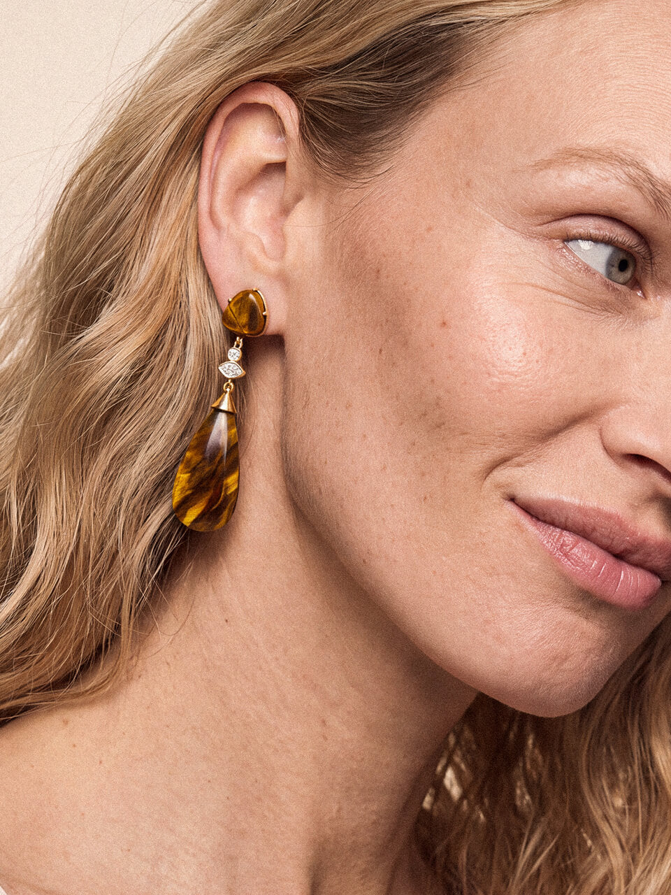 Tiger's Eye Solstice Drop Earrings - Tigers Eye with 18k Gold Plating | Ettika