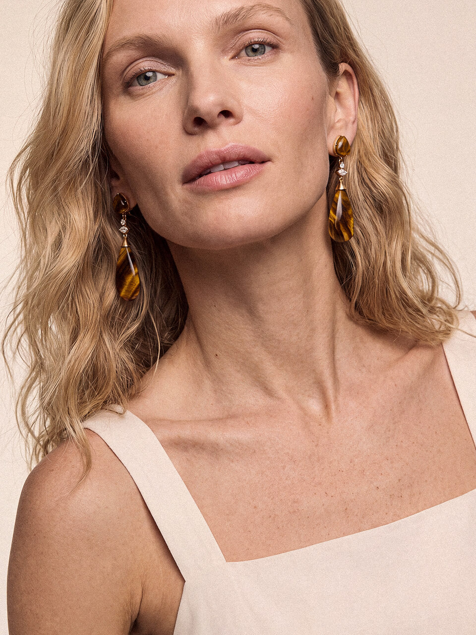 Tiger's Eye Solstice Drop Earrings - Tigers Eye with 18k Gold Plating | Ettika