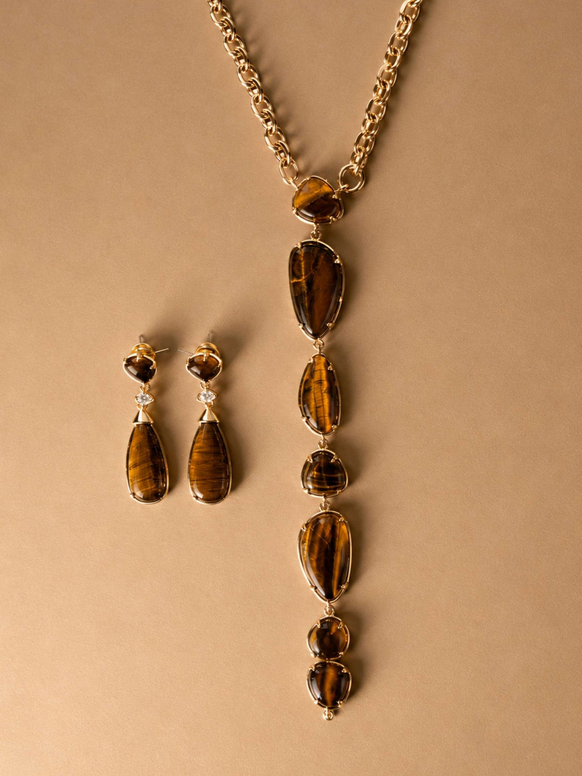 Tiger's Eye Solstice Drop Earrings - Tigers Eye with 18k Gold Plating | Ettika
