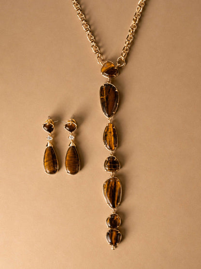 Tiger's Eye Solstice Drop Earrings - Tigers Eye with 18k Gold Plating | Ettika