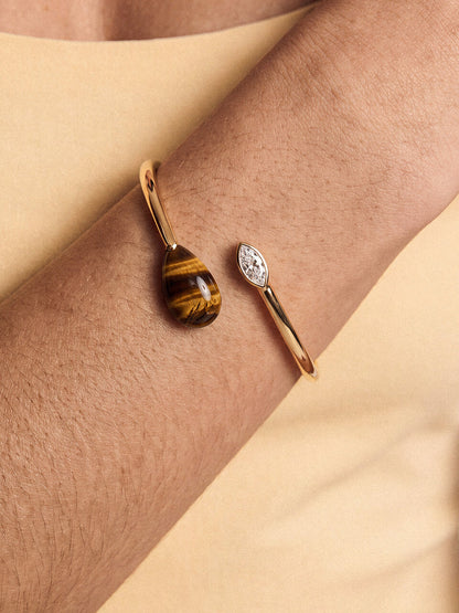 Tiger's Eye Solstice Cuff - Tigers Eye with 18k Gold Plating | Ettika