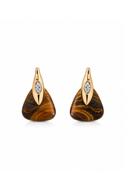Tiger's Eye Solstice Earrings - Tigers Eye with 18k Gold Plating | Ettika