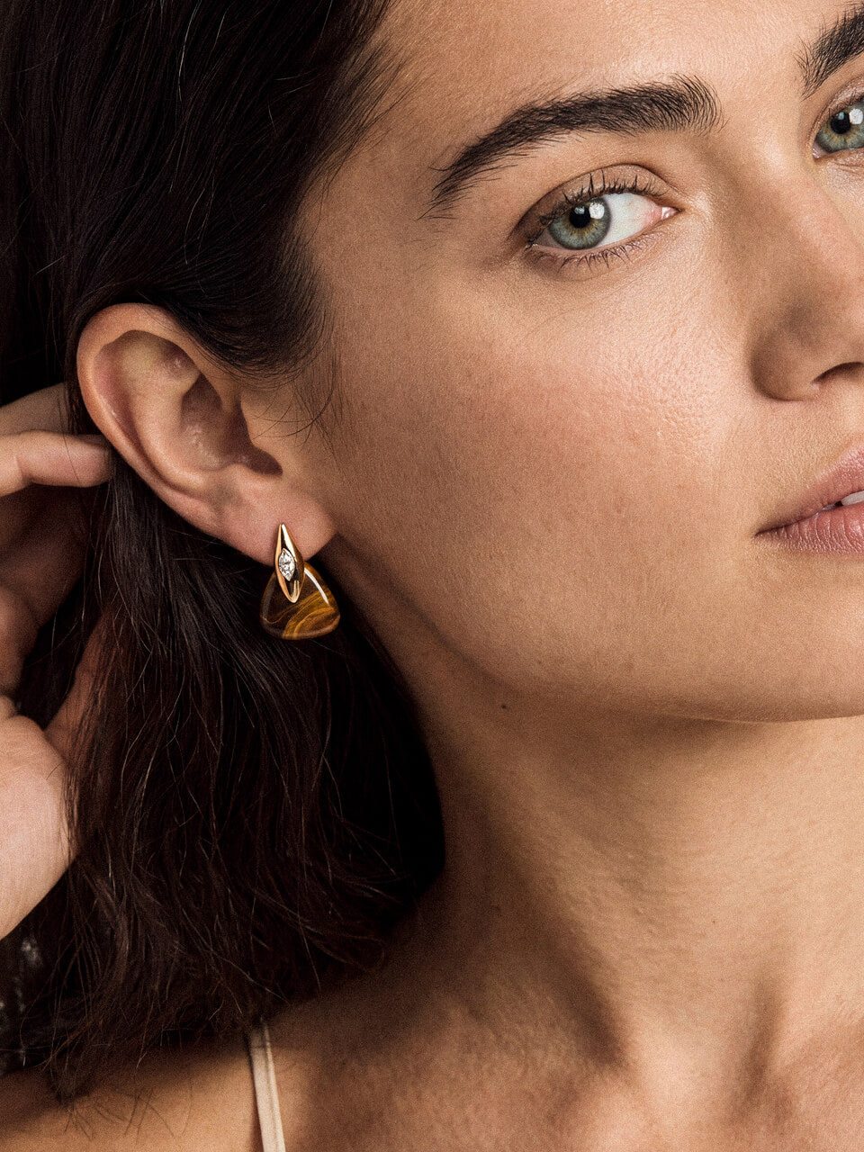 Tiger's Eye Solstice Earrings - Tigers Eye with 18k Gold Plating | Ettika