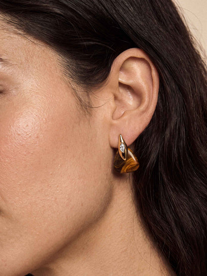 Tiger's Eye Solstice Earrings - Tigers Eye with 18k Gold Plating | Ettika