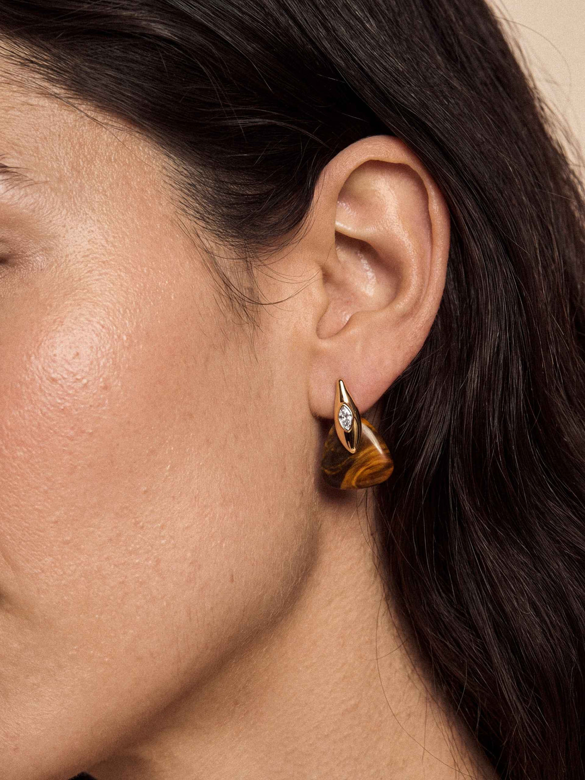 Tiger's Eye Solstice Earrings - Tigers Eye with 18k Gold Plating | Ettika