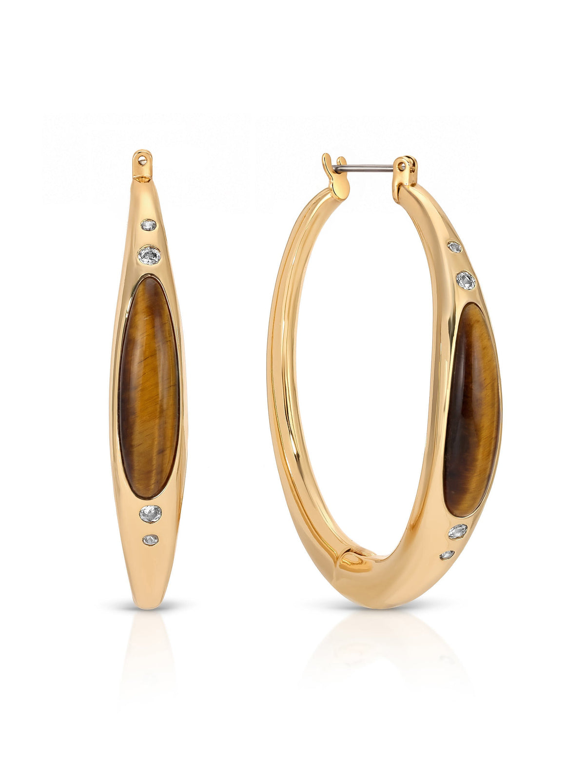 Tiger's Eye Solstice Hoops - Tigers Eye with 18k Gold Plating | Ettika
