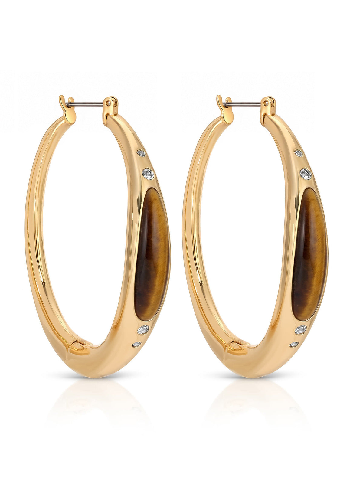 Tiger's Eye Solstice Hoops - Tigers Eye with 18k Gold Plating | Ettika