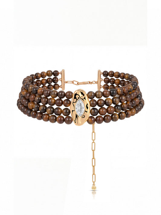 Tiger's Eye Luxe Choker - Tigers Eye with 18k Gold Plating | Ettika
