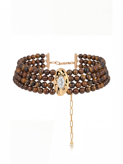 Tiger's Eye Luxe Choker - Tigers Eye with 18k Gold Plating | Ettika
