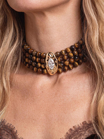 Tiger's Eye Luxe Choker - Tigers Eye with 18k Gold Plating | Ettika