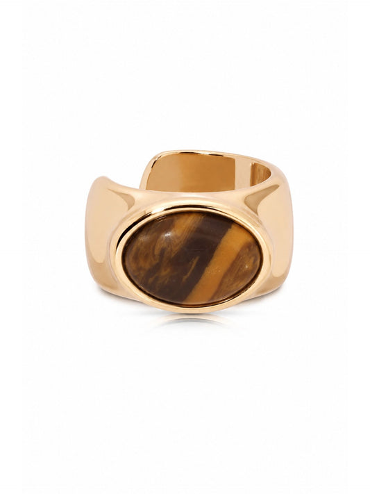 Tiger's Eye Solstice Ear Cuff - Tigers Eye with 18k Gold Plating | Ettika