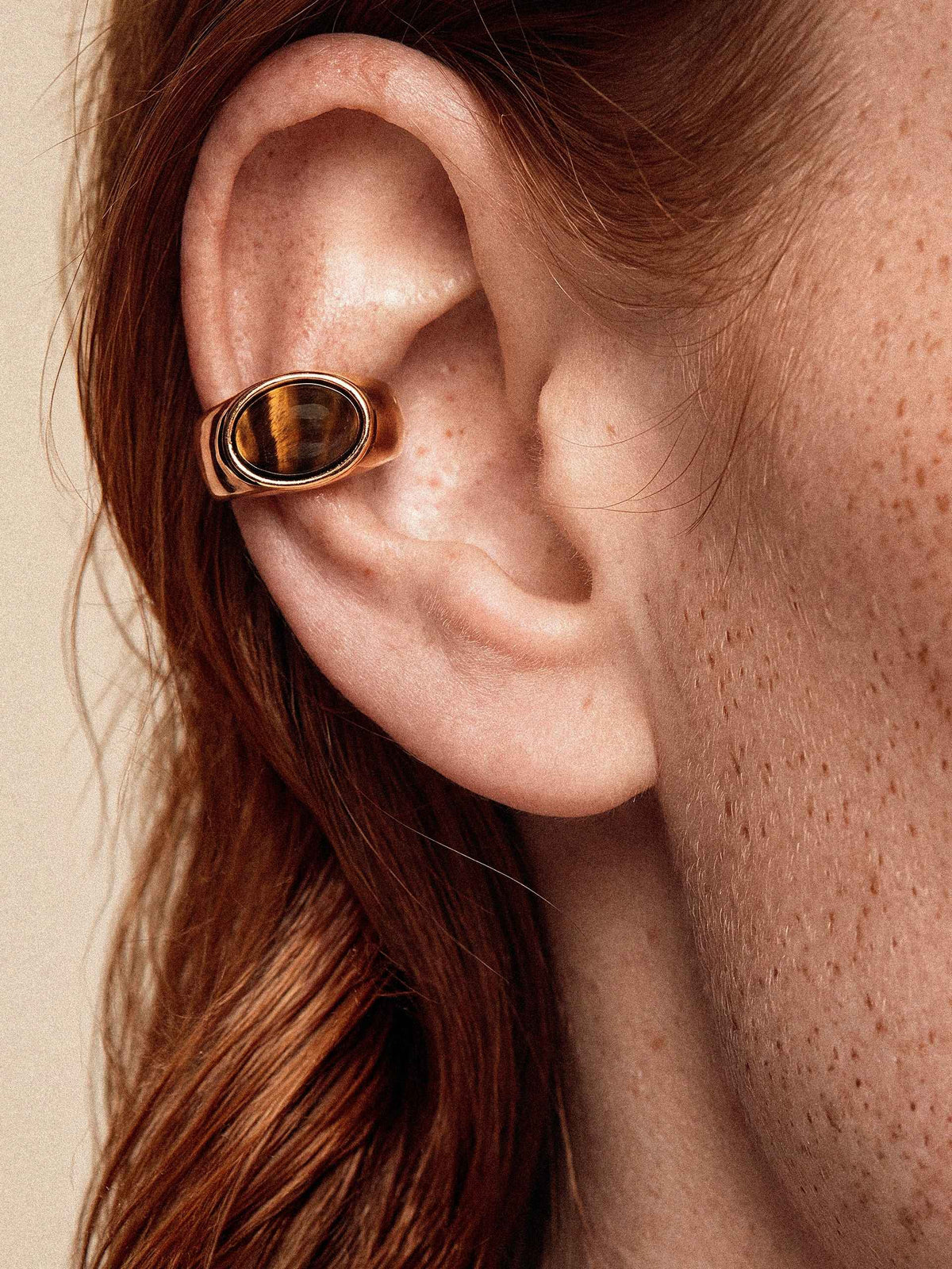 Tiger's Eye Solstice Ear Cuff - Tigers Eye with 18k Gold Plating | Ettika