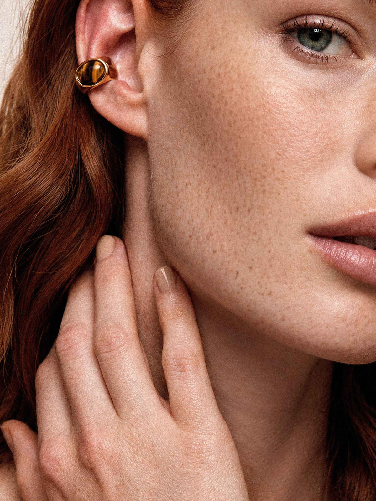 Tiger's Eye Solstice Ear Cuff - Tigers Eye with 18k Gold Plating | Ettika
