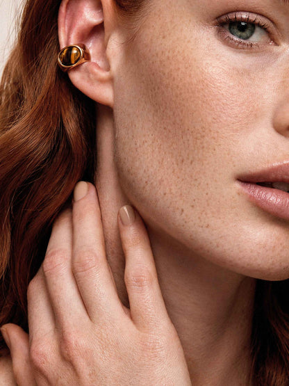 Tiger's Eye Solstice Ear Cuff - Tigers Eye with 18k Gold Plating | Ettika
