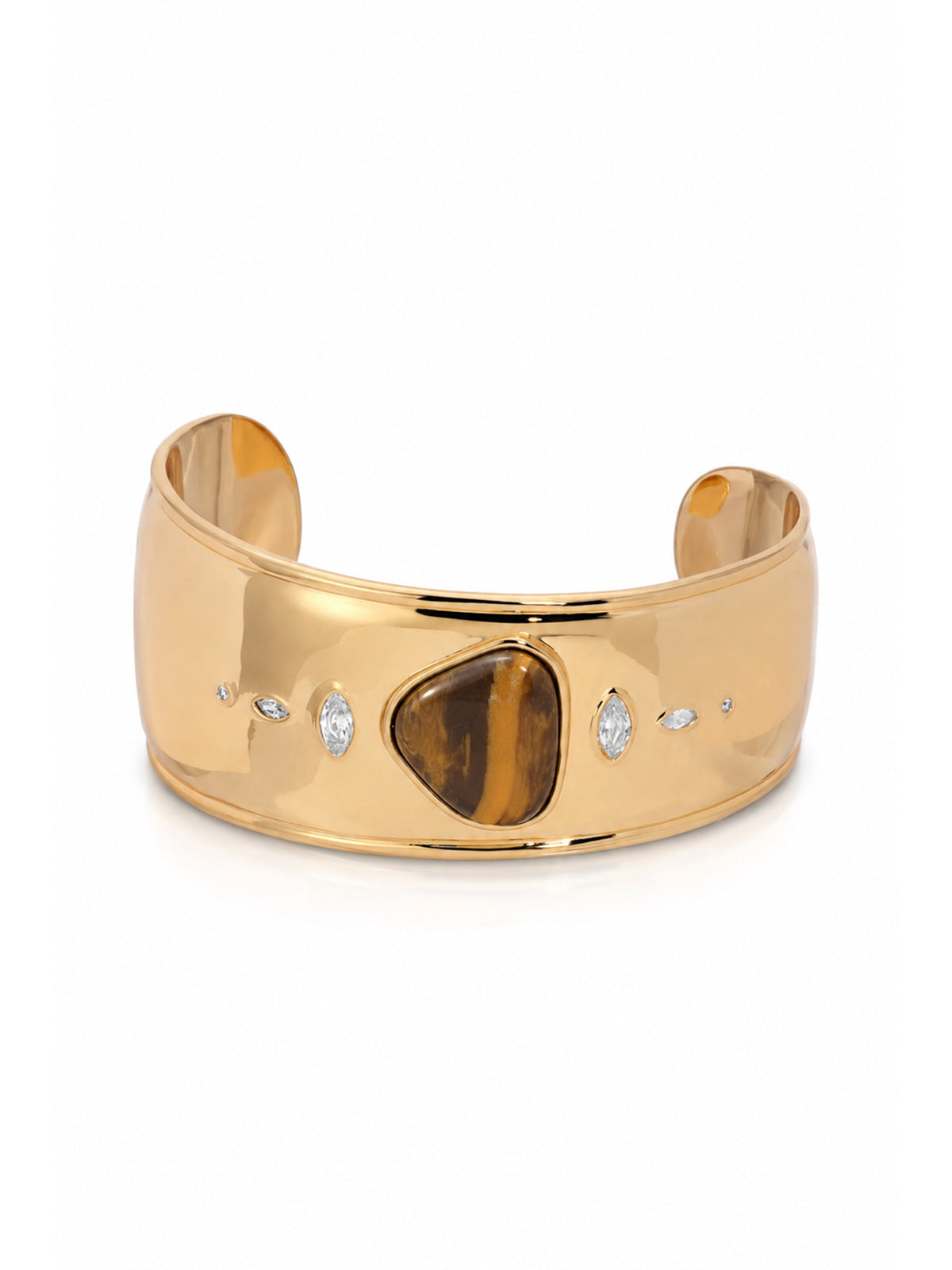 Tiger's Eye Solstice Thick Cuff - Tigers Eye with 18k Gold Plating | Ettika