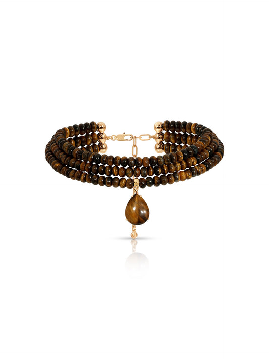 Marina Layers Tiger's Eye Necklace - Tigers Eye with 18k Gold Plating | Ettika