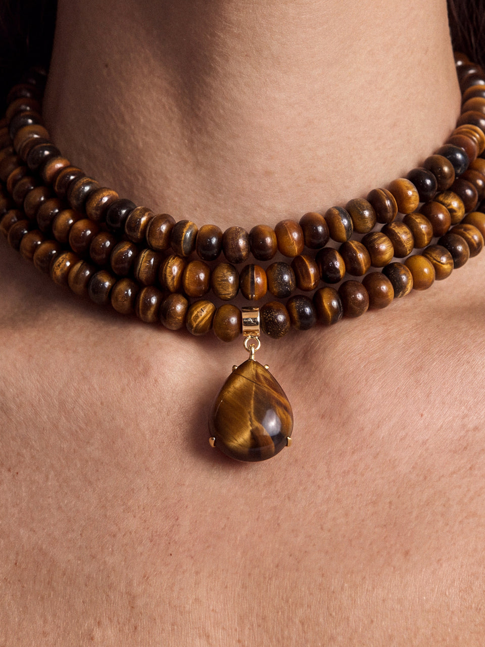 Marina Layers Tiger's Eye Necklace - Tigers Eye with 18k Gold Plating | Ettika