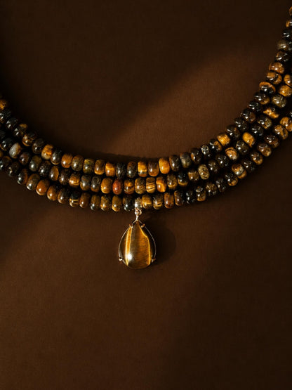 Marina Layers Tiger's Eye Necklace - Tigers Eye with 18k Gold Plating | Ettika