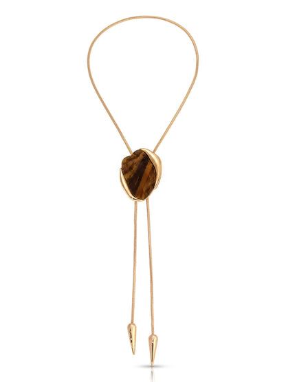 Tiger's Eye Statement Bolo Necklace - Tigers Eye with 18k Gold Plating | Ettika