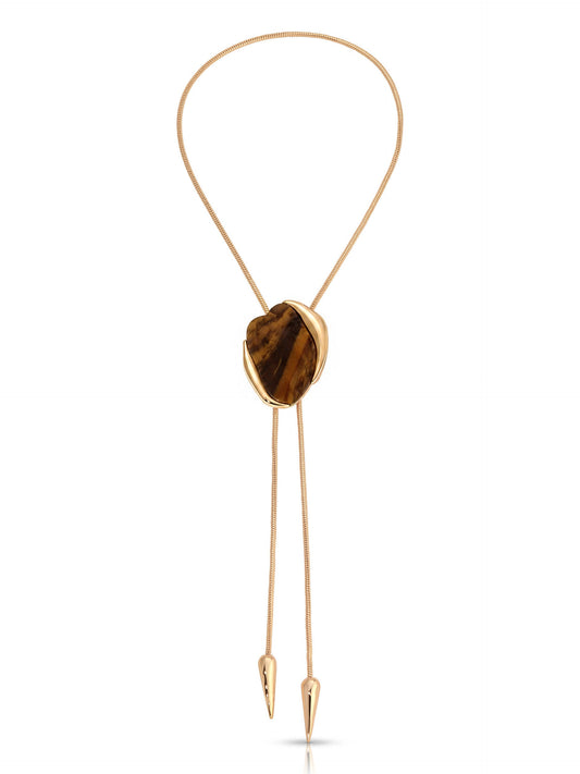 Tiger's Eye Statement Bolo Necklace - Tigers Eye with 18k Gold Plating | Ettika