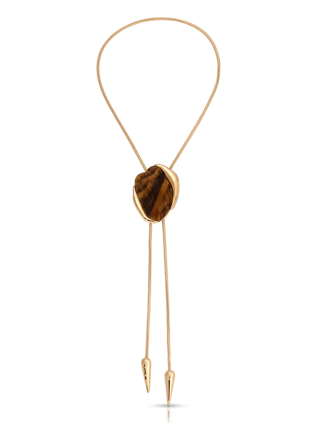 Tiger's Eye Statement Bolo Necklace - Tigers Eye with 18k Gold Plating | Ettika