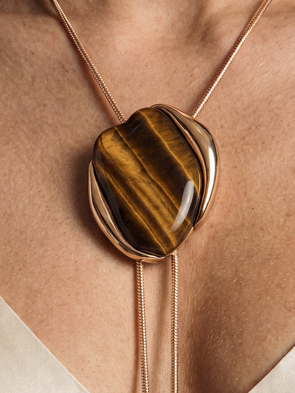 Tiger's Eye Statement Bolo Necklace - Tigers Eye with 18k Gold Plating | Ettika