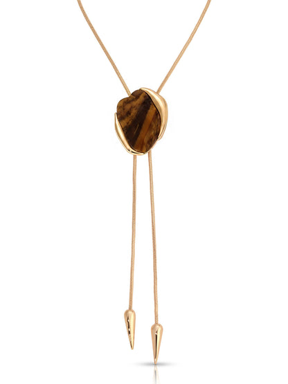 Tiger's Eye Statement Bolo Necklace - Tigers Eye with 18k Gold Plating | Ettika