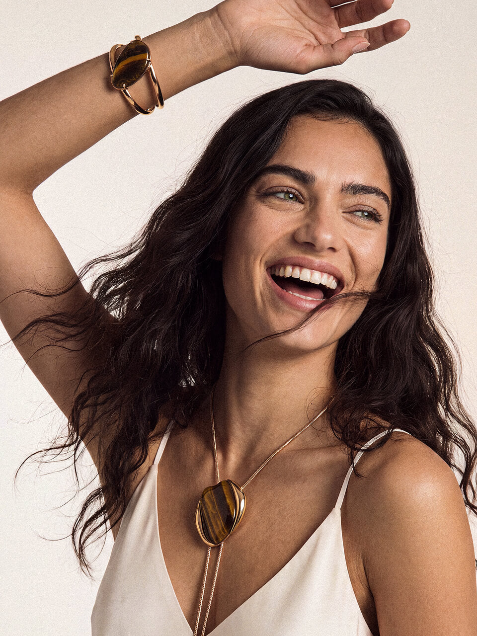 Tiger's Eye Statement Bolo Necklace - Tigers Eye with 18k Gold Plating | Ettika