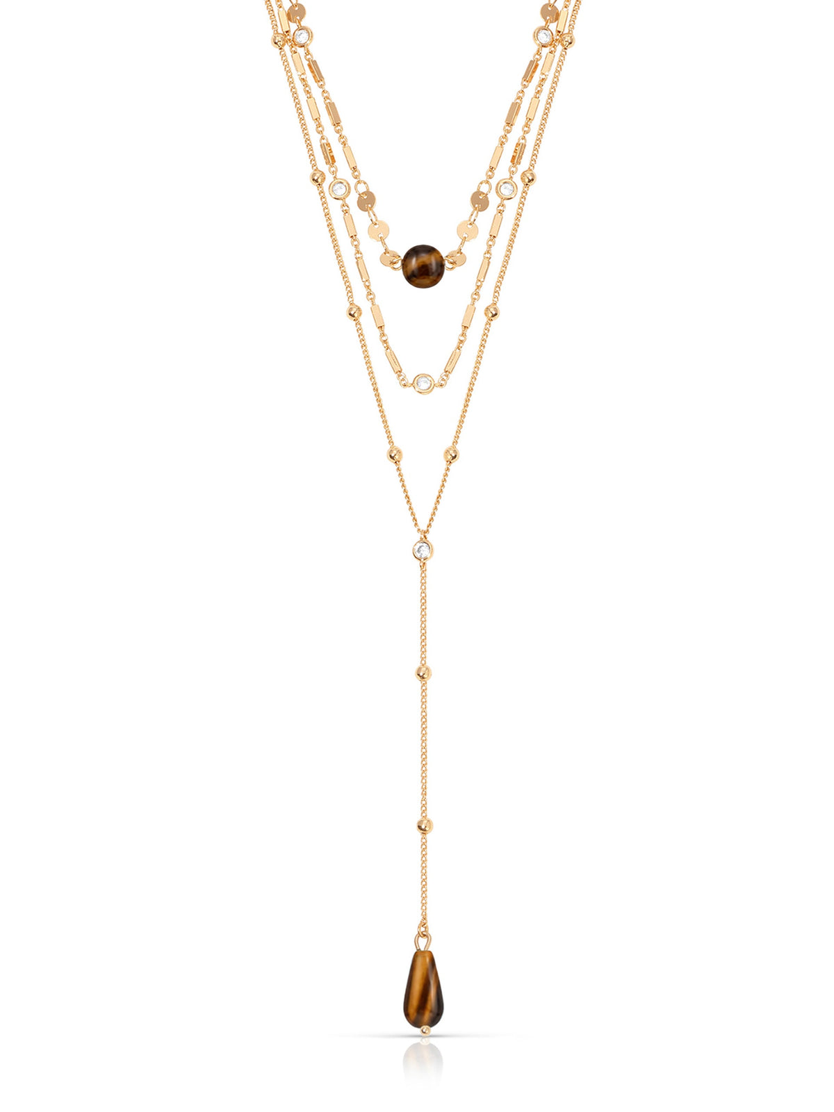 Forever Falling Tiger's Eye Lariat - Tigers Eye with 18k Gold Plating | Ettika