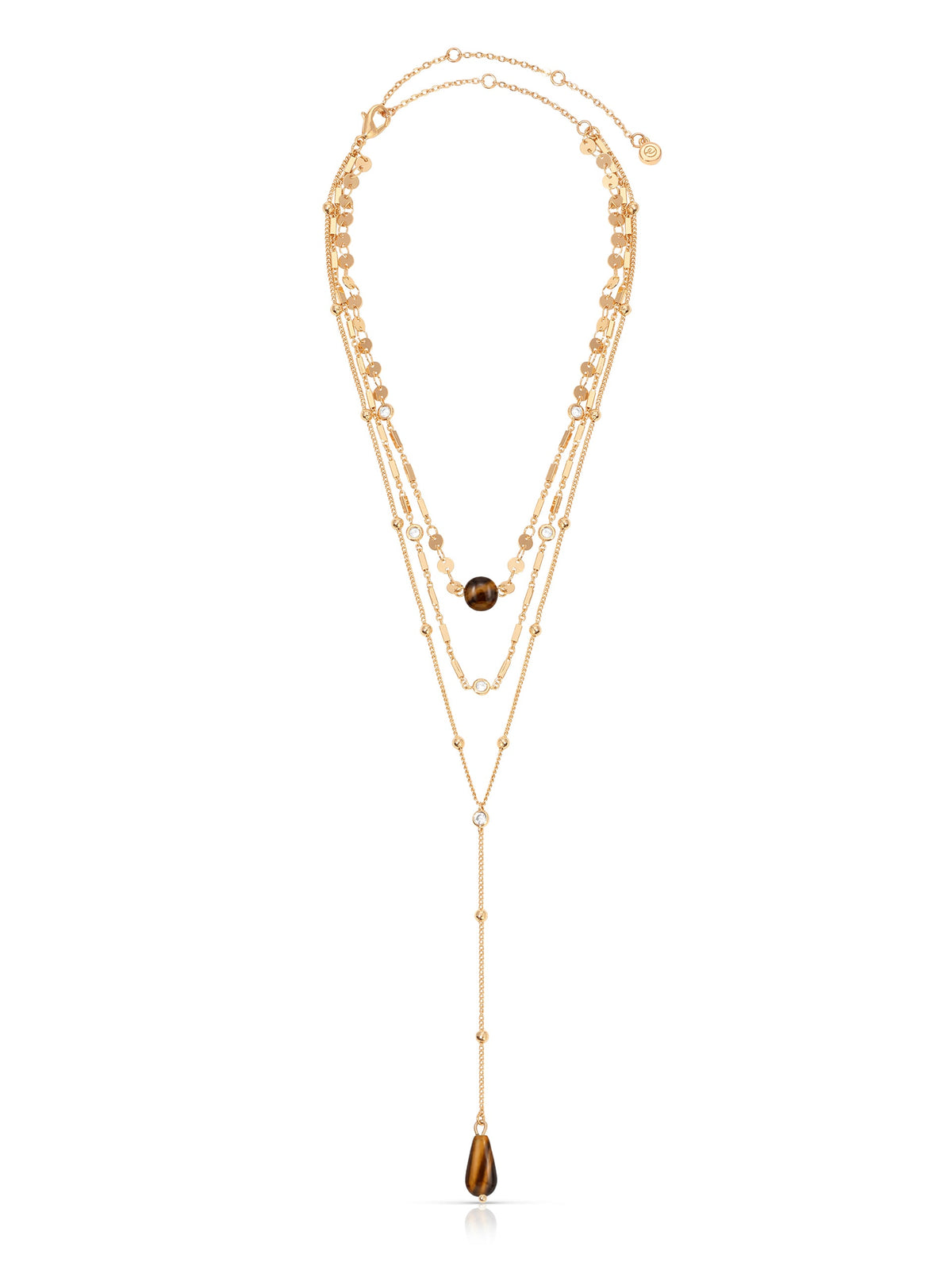 Forever Falling Tiger's Eye Lariat - Tigers Eye with 18k Gold Plating | Ettika