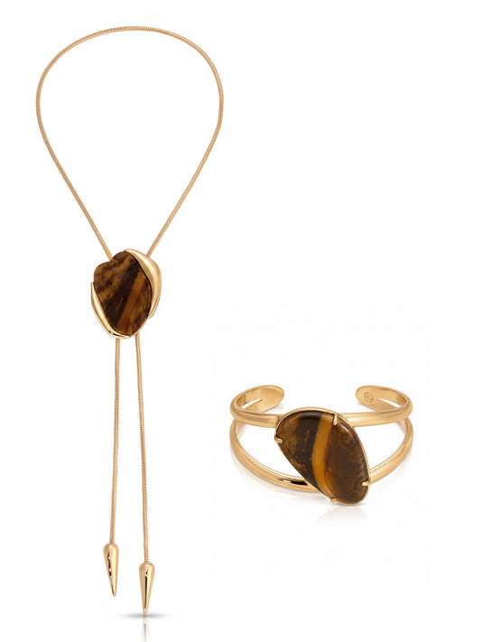 Desert Tide Statement Set in Tiger's Eye | Ettika